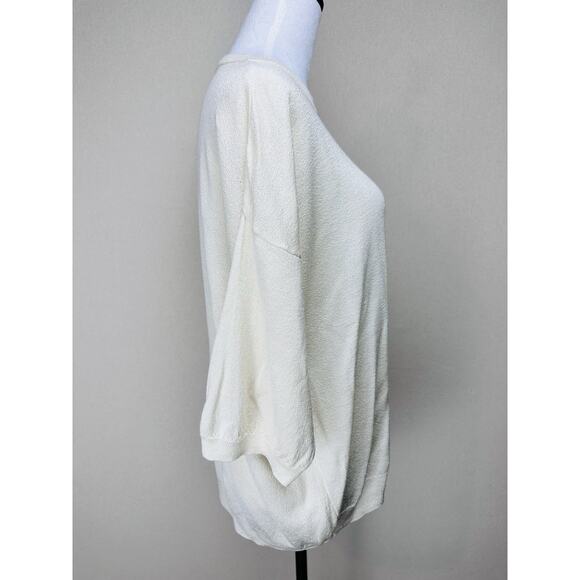 Giglio Rosso Ivory Sz XL Knit Short Sleeve Lightweight Sweater Made In Italy - Picture 6 of 13